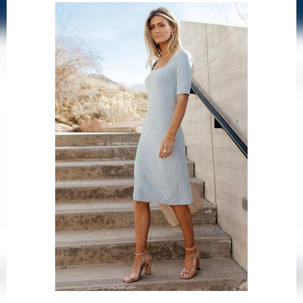 Vero Moda Ribbed Blue Dress